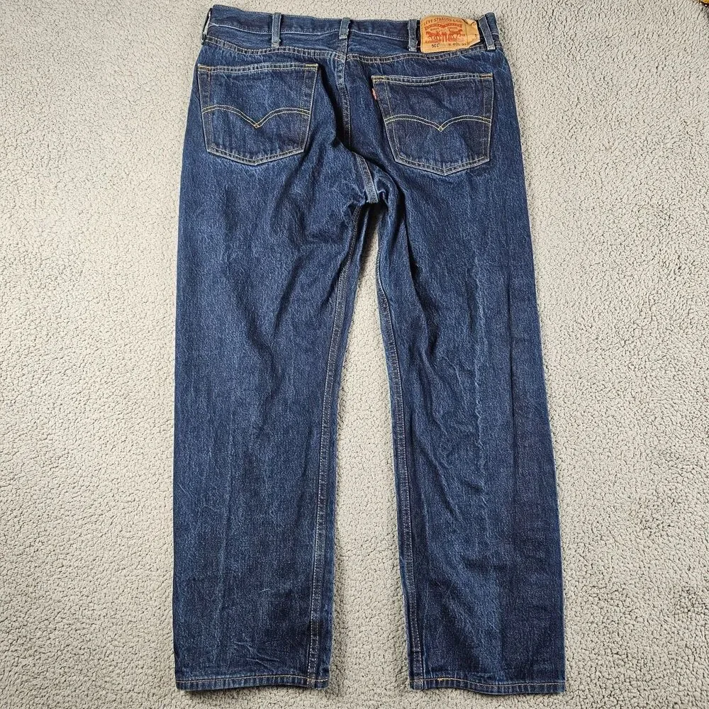 Levis 501 Jeans Mens 38x29 Blue Original Fit Straight Buttonfly Rigid Workwear